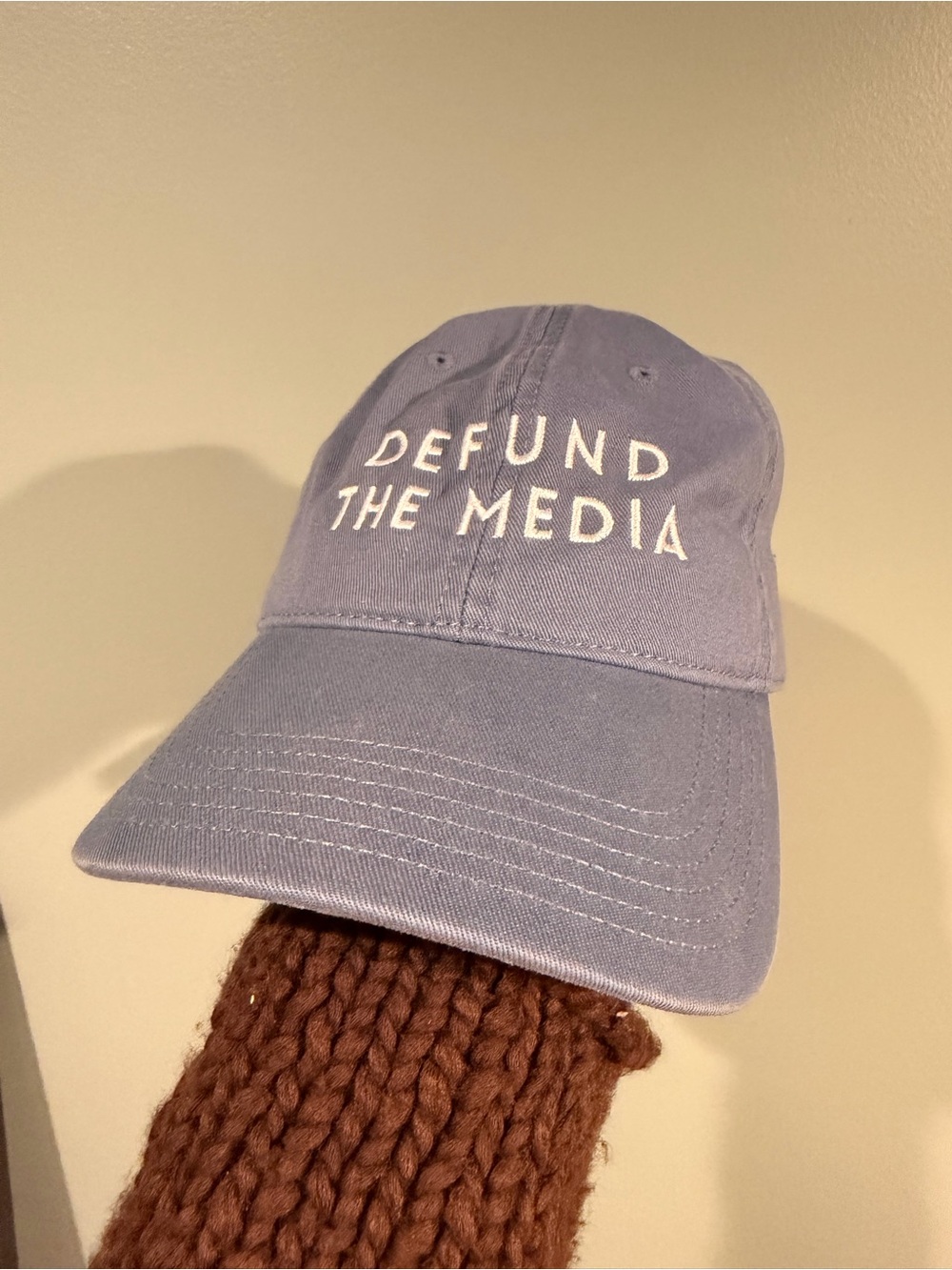DEFUND THE MEDIA Embroidered Baseball Cap - Light Blue